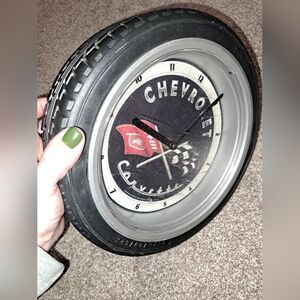 Chevrolet Corvette Tire Rim Wall Clock - Black and Silver